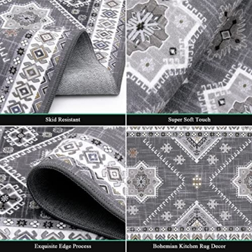 HEBE Boho Kitchen Rug Sets Non-Slip Washable and Stylish