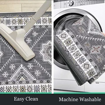 HEBE Boho Kitchen Rug Sets Non-Slip Washable and Stylish