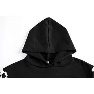 Meikulo Crop Tops Hoodies for Teen Girls Clothes Kids Cute Shirts Long Sleeve Fashion Sweatshirts and Sweatpants Two Piece Outfits Sweatsuit Clothing Sets Black, 5-6 Years