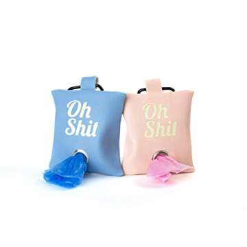 RoyallK Dog Poop Bag Waste Bag Dispenser Holder Bag Cute Funny (Pink (White Lettering))