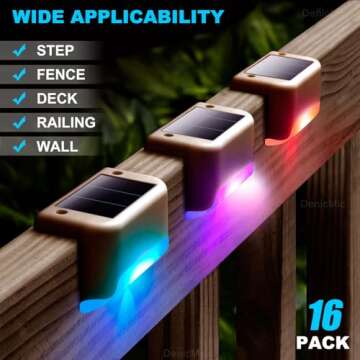 DenicMic 16 Pack Waterproof Led Solar Step Lights for Outdoor Decks, Railing,Stairs, Step, Fence, Ya...