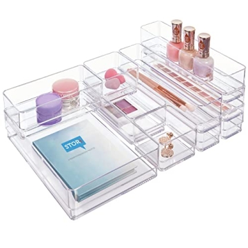 Stackable Clear Drawer Organizer Set | Multi-size Trays | Made in USA
