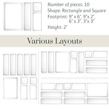 Stackable Clear Drawer Organizer Set | Multi-size Trays | Made in USA