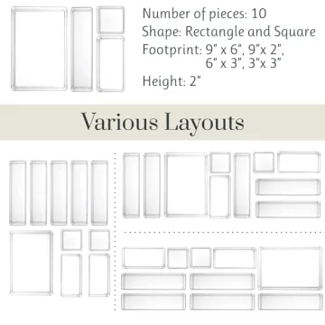 Stackable Clear Drawer Organizer Set | Multi-size Trays | Made in USA