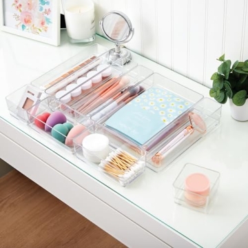 Stackable Clear Drawer Organizer Set | Multi-size Trays | Made in USA