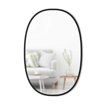 Umbra Hub Oval Wall Mirror with Rubber Frame, Modern Style for Bathroom, Entryway, Living Room and M...
