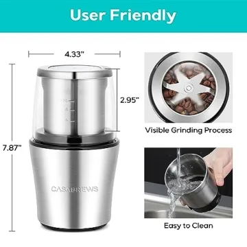 CASABREWS Electric Coffee Grinder for Fresh Espresso and Spices