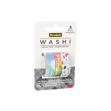 Scotch Washi Tape, Abstract Modern Design Pattern, 3 Rolls, Assorted Sizes, Great for Bullet Journal...