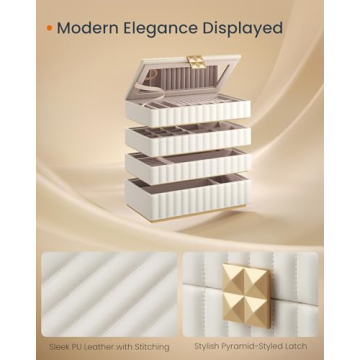 SONGMICS HOME Jewelry Box with Mirror, Stackable 4-Tier