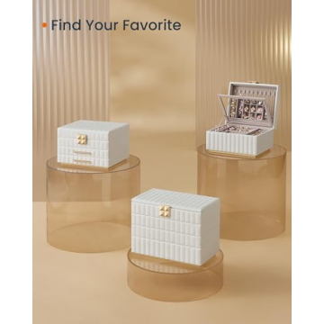 SONGMICS HOME Jewelry Box with Mirror, Stackable 4-Tier