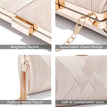 Yokawe Women's Evening Clutch Bag Stain Bridal Purse Wedding Prom Night out Party Handbag (Gold)
