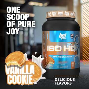 BPI Sports Iso Hd – 100% Whey protein isolates – Muscle Growth, Recovery, Weight Loss, Meal Replacement – Zero Sugar, Low Carb, Low Calorie – for Men & Women – Vanilla Cookie, 25.6 oz