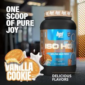 BPI Sports Iso Hd – 100% Whey protein isolates – Muscle Growth, Recovery, Weight Loss, Meal Replacement – Zero Sugar, Low Carb, Low Calorie – for Men & Women – Vanilla Cookie, 25.6 oz