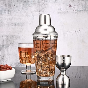 Etens 14oz Glass Cocktail Shaker with Recipes