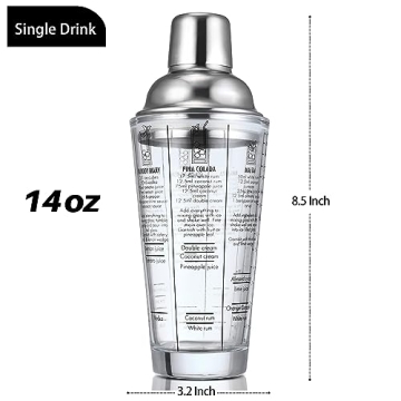 Etens 14oz Glass Cocktail Shaker with Recipes