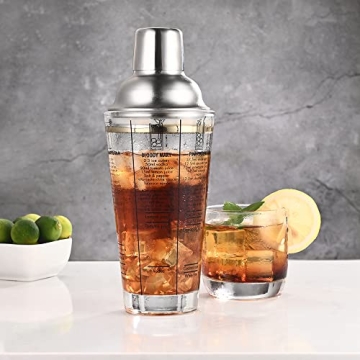 Etens 14oz Glass Cocktail Shaker with Recipes