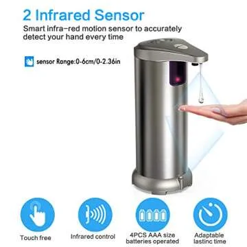 slicillo Infrared Automatic Soap Dispenser Sensor Soap Dispenser, Stainless Steel Touchless Soap Dis...