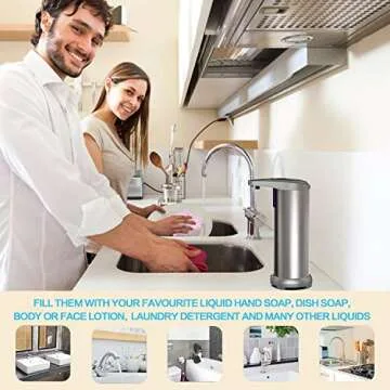 slicillo Infrared Automatic Soap Dispenser Sensor Soap Dispenser, Stainless Steel Touchless Soap Dispenser with Waterproof Base for Bathroom Kitchen Hotel