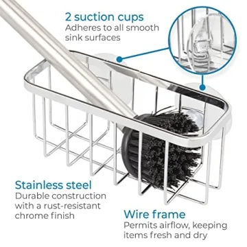 Stainless Steel Sponge Holder with Suction Cups by iDesign Gia