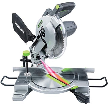 Genesis GMS1015LC 15-Amp 10-Inch Compound Miter Saw with Laser Guide and 9 Positive Miter Stops , Gr...