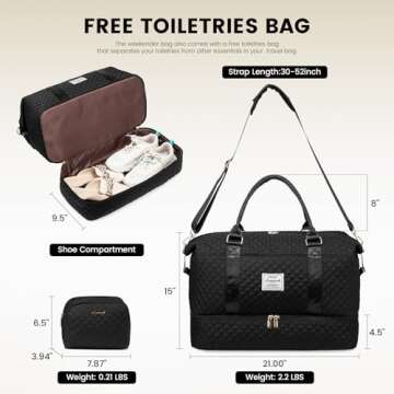 LOVEVOOK Travel Duffle Bag - Stylish Weekender Bags for Women with Shoe Compartment and Toiletry Bag