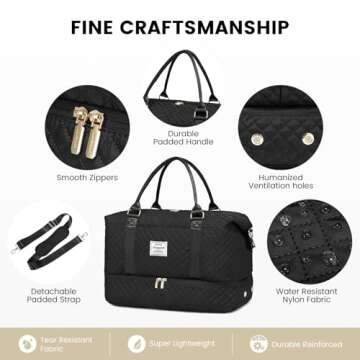 LOVEVOOK Travel Duffle Bag with Shoe Compartment for Women