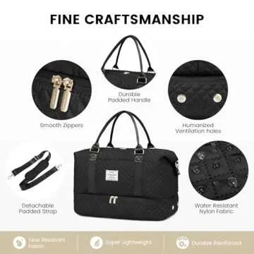 LOVEVOOK Travel Duffle Bag with Shoe Compartment for Women