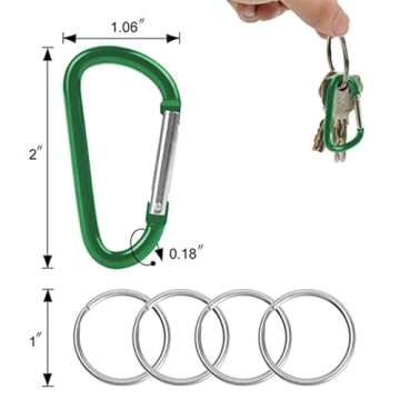 20 pcs Carabiner Clip Keychains 1.83" Aluminum D-Ring Spring Small Carabiners Clip for Outdoor Campi...