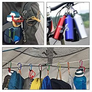 20 pcs Carabiner Clip Keychains 1.83" Aluminum D-Ring Spring Small Carabiners Clip for Outdoor Camping Home Mini Lock Hooks Snap Link Improved Key Chain Carabineer+20 pcs Ring 40pcs (Green)