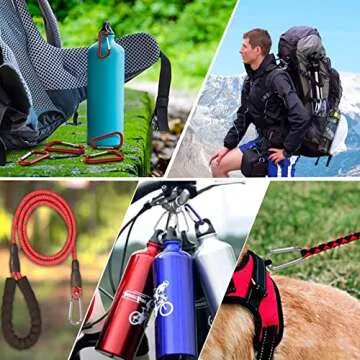 20 pcs Carabiner Clip Keychains 1.83" Aluminum D-Ring Spring Small Carabiners Clip for Outdoor Camping Home Mini Lock Hooks Snap Link Improved Key Chain Carabineer+20 pcs Ring 40pcs (Green)