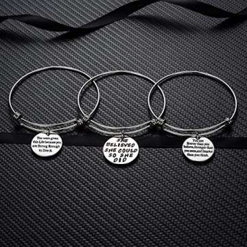 YEEQIN Pack of 3 Inspirational Bangle Bracelets, Inspirational Gifts, Inspirational Jewelry, Women Bangles, Strength Believe Confidence Gift (Pack of 3 Mixed Styles)