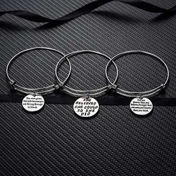 YEEQIN Pack of 3 Inspirational Bangle Bracelets, Inspirational Gifts, Inspirational Jewelry, Women Bangles, Strength Believe Confidence Gift (Pack of 3 Mixed Styles)