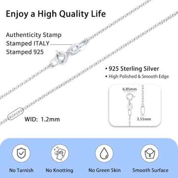 Jewlpire 925 Sterling Silver Chain Necklace for Women