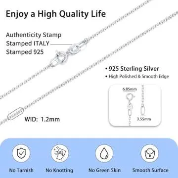 Jewlpire 925 Sterling Silver Chain Necklace for Women