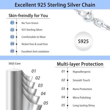 Jewlpire 925 Sterling Silver Chain Necklace for Women