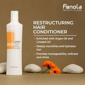 Fanola Nutri Care Restructuring Conditioner 11.8 oz - Deep Protein Conditioner for Dry, Damaged, or ...