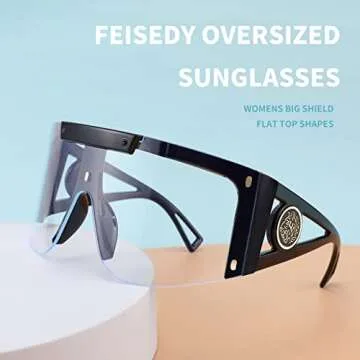FEISEDY One Piece Oversized Sunglasses for Men Women Big Shades Wrap Shield Sunglasses for Cycling Driving Vacation B4027