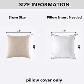 Pack of 2, Kevin Textile Decorative 2 Tone Linen Pillow Covers Farmhouse Boho Decor Cushion Covers for Chair/Sofa/Bed/Car, 18 x 18 Inches, Light Beige