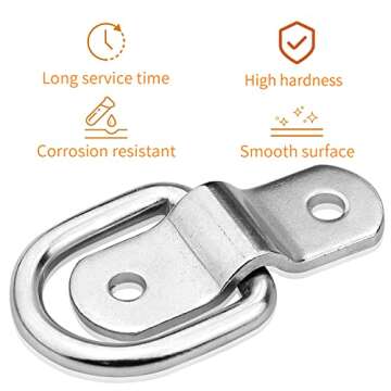 D-Ring Tie Downs Anchor1/4” Heavy Duty Surface Floor Mount Lashing Rings 2400 lbs Cargo Trailers Load-Bearing Hangers Bracket (Pack of 12)