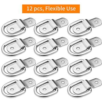 D-Ring Tie Downs Anchor1/4” Heavy Duty Surface Floor Mount Lashing Rings 2400 lbs Cargo Trailers Load-Bearing Hangers Bracket (Pack of 12)