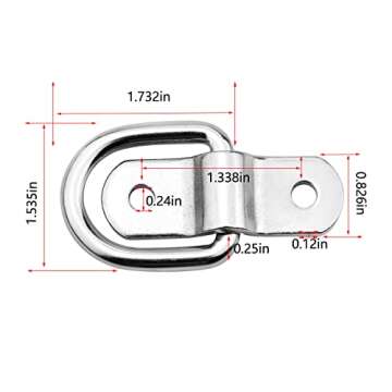 D-Ring Tie Downs Anchor1/4” Heavy Duty Surface Floor Mount Lashing Rings 2400 lbs Cargo Trailers Load-Bearing Hangers Bracket (Pack of 12)