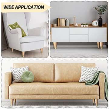 8 Pieces Wood Furniture Legs 4 Inch Sofa Wood Legs Wooden Couch Legs Round Solid Dresser Feet with Gold Caps Couch Feet Replacement with Installation Hardware for Home Table Cabinet Chair Ottoman
