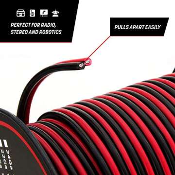 GS Power 12 Gauge Wire - 100 Foot Copper Clad Aluminum Cable Roll, Red & Black Bonded Wiring for Outdoor Speaker, Automotive Radio or Home Theater