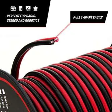 GS Power 12 Gauge Wire - 100 Foot Copper Clad Aluminum Cable Roll, Red & Black Bonded Wiring for Outdoor Speaker, Automotive Radio or Home Theater