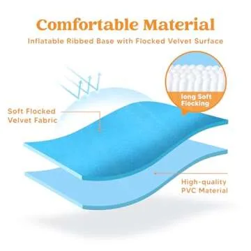 Sloosh Inflatable Tanning Pool Lounger Float,72" x 65" Pool Floats Adult with Pillow,Luxury Fabric Large Suntan Tub Raft Floatie,Sunbathing Bed Lounge for Water Blow Up Kids Ball Pit Party Gifts,Blue