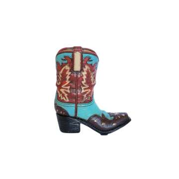 Eagrafts Rustic Decorative Western Cowboy Boot Pencil Pen Holder Vase Caddy Office Decoration (Red a...