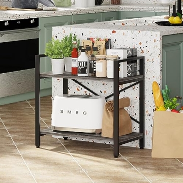 BON AUGURE Small Bookshelf for Small Space, 2 Tier Shelf Floor Bookcase for Storage, Industrial Short Low Wood Metal Book Shelves for Bedroom, Office, Living Room, Classroom(Dark Gray Oak)