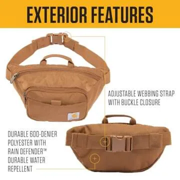Carhartt Adjustable Waist Pack - Durable, Water-Resistant Hip Pack in Black