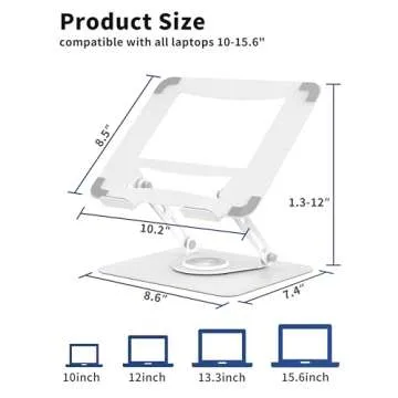 ALASHI Laptop Stand - 360° Rotatable Base & Adjustable Height for 10-15.6" Laptops