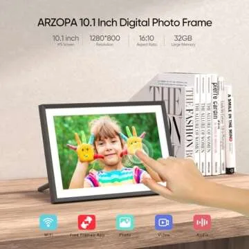 ARZOPA Frameo Digital Picture Frame 10.1 Inch Smart WiFi Digital Photo Frame 32GB with 1280x800 IPS Touch Screen, Auto-Rotate and Slideshow, Easy Setup to Share Photos Or Videos from Anywhere Anytime